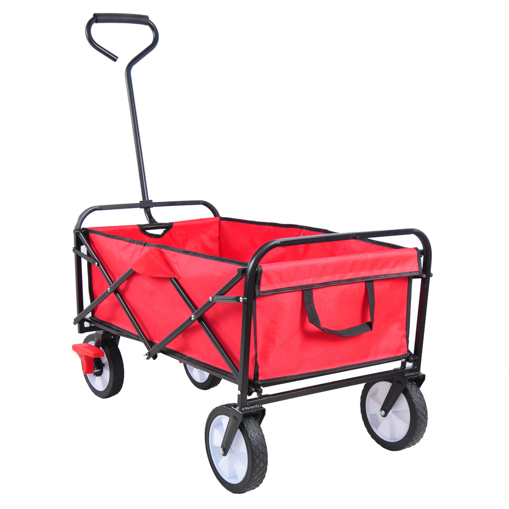 Leoglint Garden cart Folding Wagon Garden Shopping Beach Cart (Red)