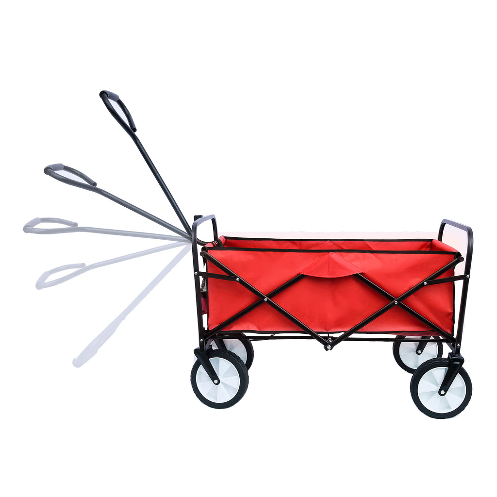 Leoglint Garden cart Folding Wagon Garden Shopping Beach Cart (Red)