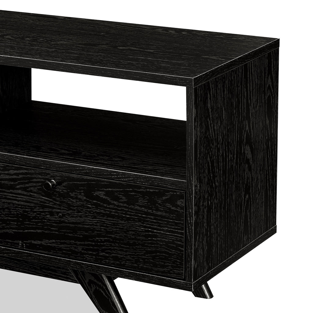 Leoglint Modern Scandi 3-Door Low Profile TV Stand for TVs up to 80 Inches – Black