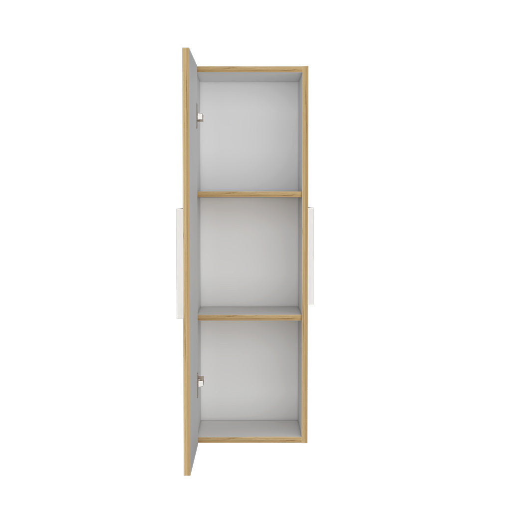 Leoglint Medicine Cabinet Artic, Three Shelves, Single Door, White / Light Oak Finish