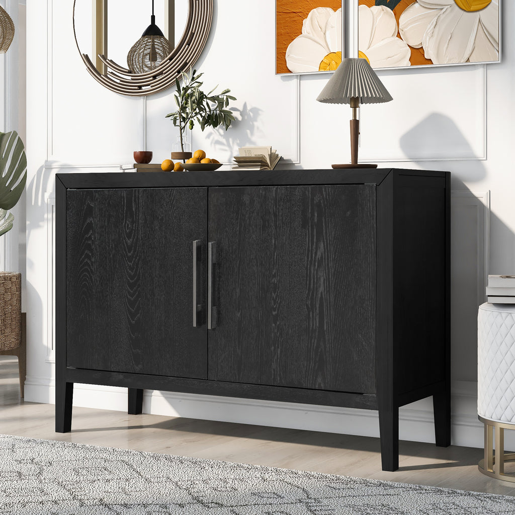 Leoglint U-Style Storage Cabinet Sideboard Wooden Cabinet with 2 Metal handles and 2 Doors for Hallway, Entryway, Living Room