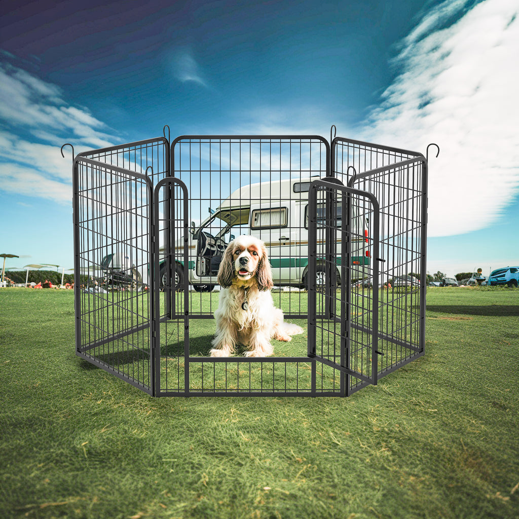 Leoglint 6 Panels Heavy Duty Metal Playpen with door,31.7"H Dog Fence Pet Exercise Pen for Outdoor, Indoor