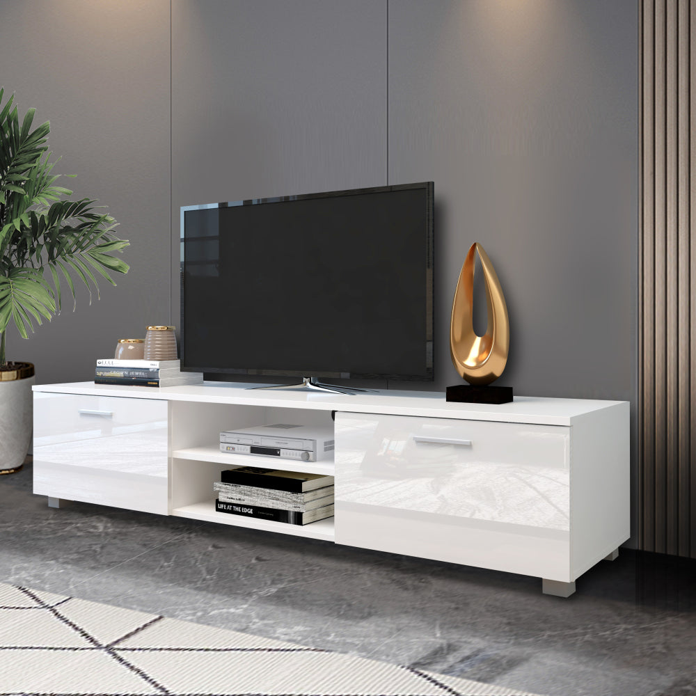 Leoglint White TV Stand for 70 Inch TV Stands, Media Console Entertainment Center Television Table, 2 Storage Cabinet with Open Shelves for Living Room Bedroom