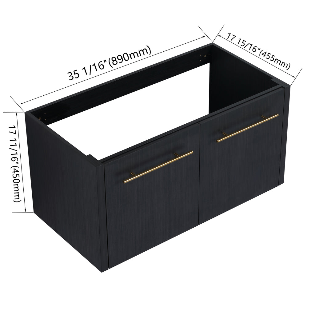 Leoglint 36 Inch Wall-mounted Bathroom Vanity (Only the Cabinet Body, No Top Sink)-BVB09136BCT