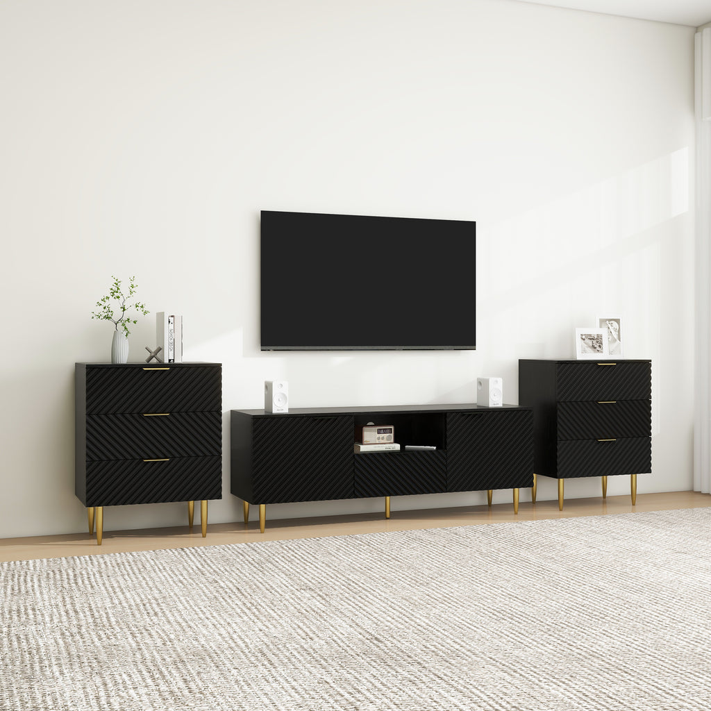 Leoglint TV Stand with Solid Ion Feet, TV Console Table for Living Room, Bedroom