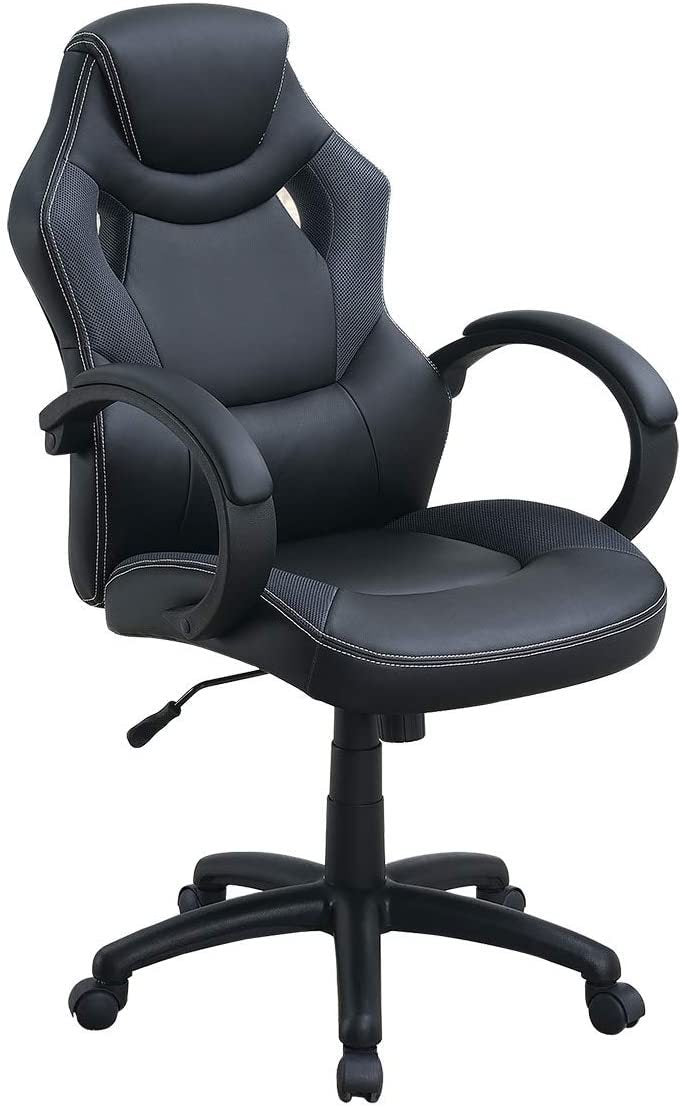 Leoglint Office Chair Upholstered 1pc Cushioned Comfort Chair Relax Gaming Office Work Black Color