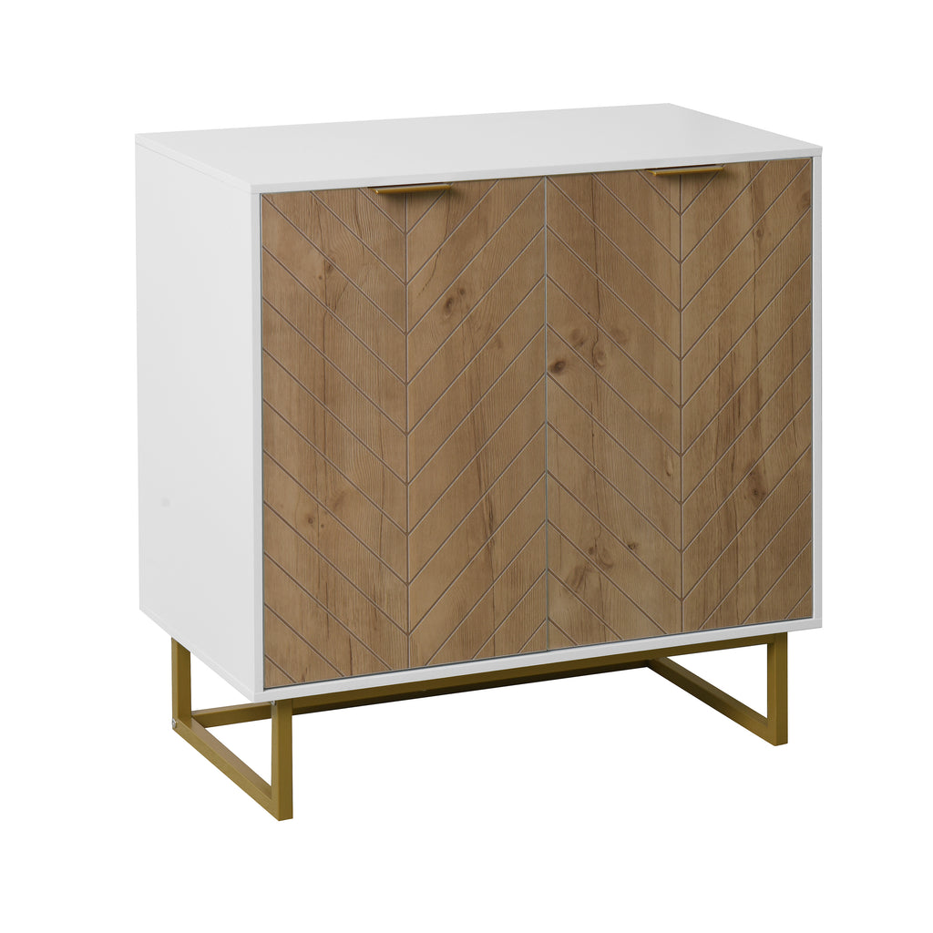 Leoglint White and Gold Storage Cabinet with 2 Doors, Modern Buffet Sideboard Cabinet, Kitchen Buffet Cabinet with Storage Sideboard Buffet for Living Room