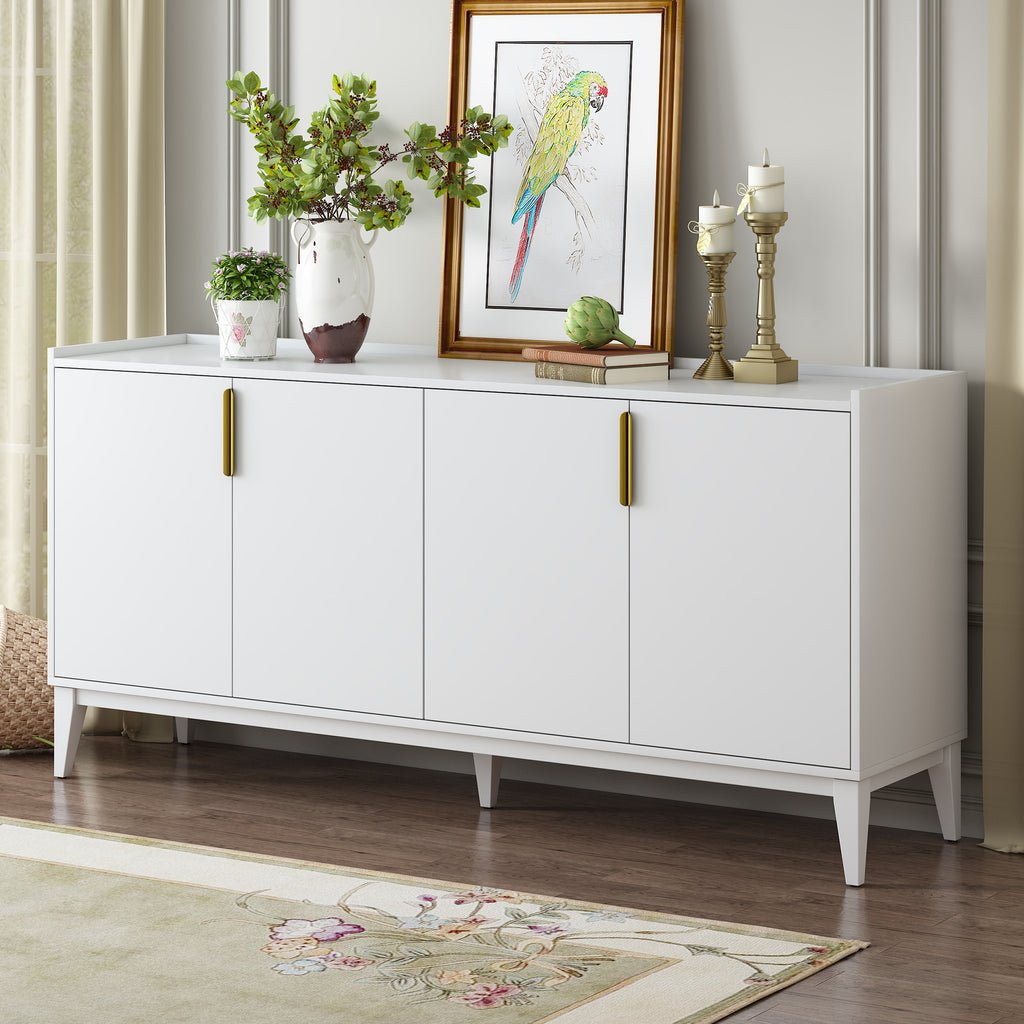 Leoglint U_Style  Storage Cabinet Sideboard Wooden Cabinet with 4 Doors for Hallway, Entryway, Living Room, Adjustable Shelf