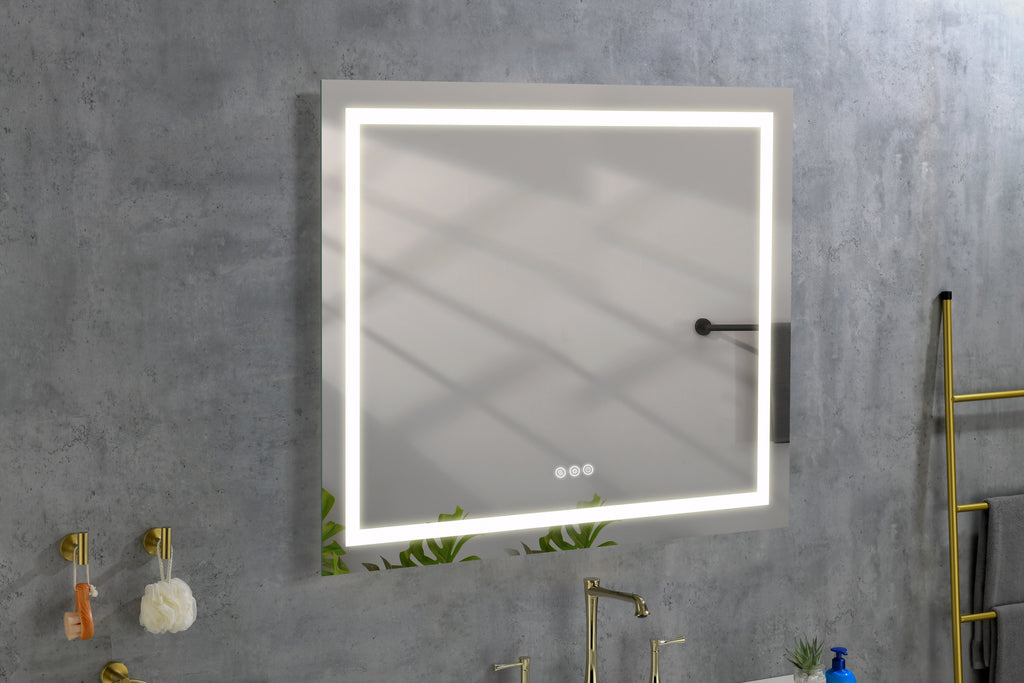 Leoglint LED Bathroom Mirror   "x   " with Front and Backlight, Large Dimmable Wall Mirrors with Anti-Fog, Memory, 3Colors, LED Vanity Mirror