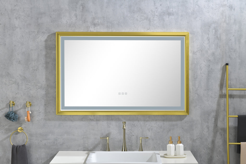 Leoglint 42 in. W x24 in. H Oversized Rectangular Framed LED Mirror Anti-Fog Dimmable Wall Mount Bathroom Vanity Mirror