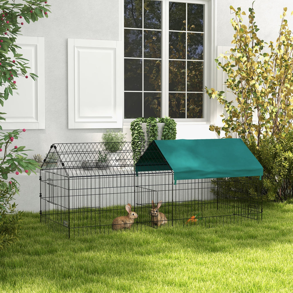 Leoglint 73" Small Animal Playpen, Pet Playpen Yard Fence for Rabbits, Chicken, Chinchillas with Roof for Indoor & Outdoor, Green