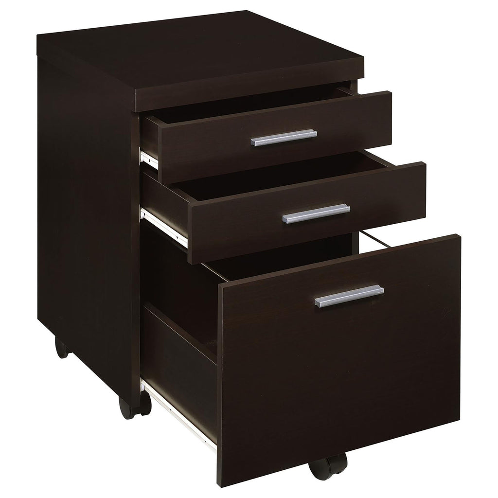 Leoglint Cappuccino 3-Drawer File Cabinet