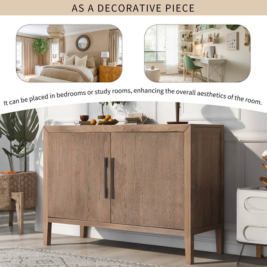 Leoglint U-Style Storage Cabinet Sideboard Wooden Cabinet with 2 Metal handles and 2 Doors for Hallway, Entryway, Living Room