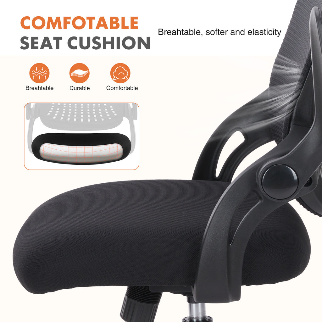 Leoglint Sweetcrispy Office Mid Back Ergonomic Mesh Computer Desk Larger Seat Executive Height Adjustable Swivel Task Office Chair with Lumbar Support