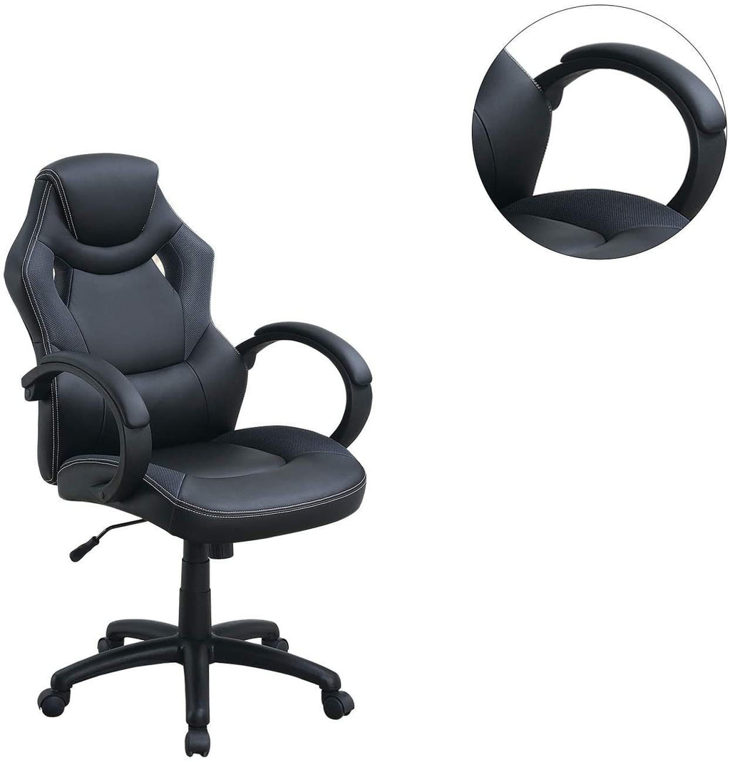 Leoglint Office Chair Upholstered 1pc Cushioned Comfort Chair Relax Gaming Office Work Black Color