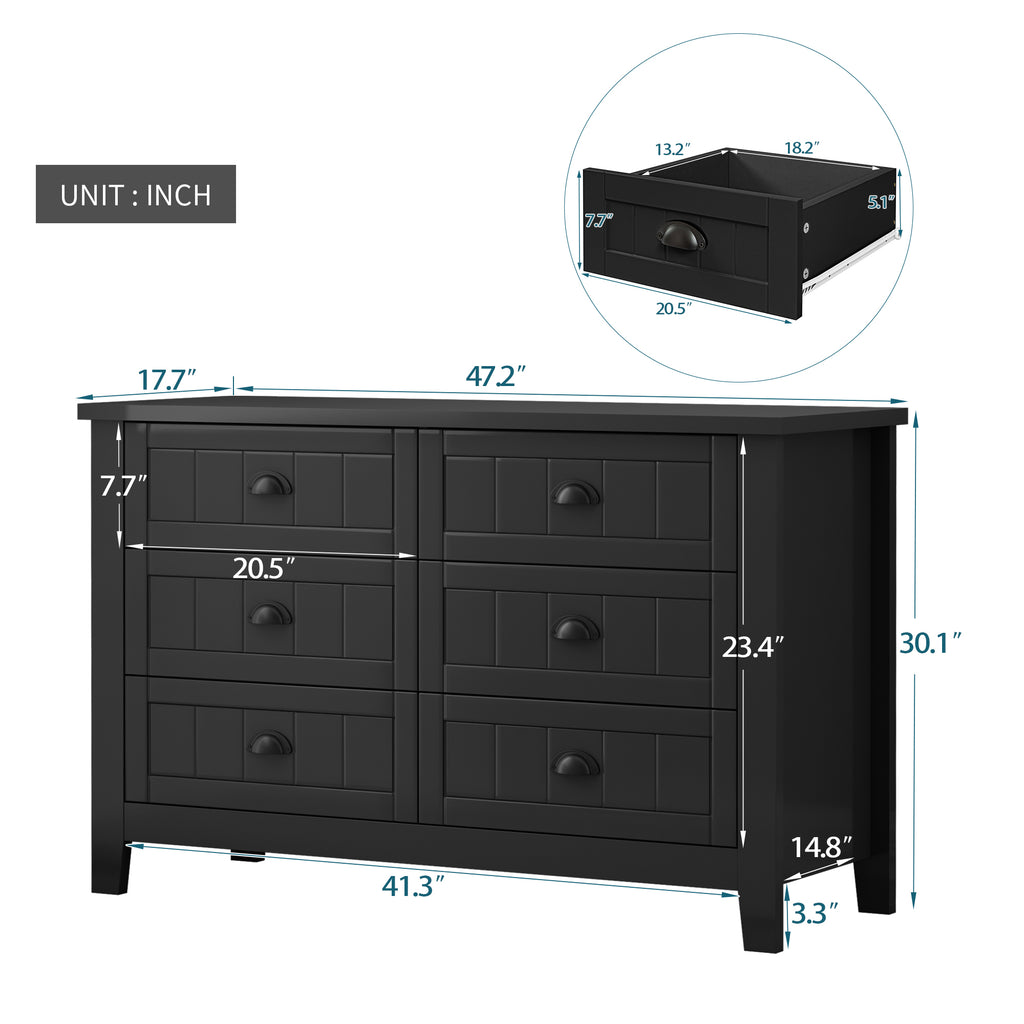 Leoglint Drawer Dresser BAR CABINET side cabinet,buffet sideboard,buffet service counter, solid wood frame,plasticdoor panel,retro shell handle,applicable to dining room, living room, kitchen ,corridor,black