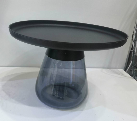 Leoglint Smoke Glass Base with Black Painting Top Coffee Table, Living  Room Center Table