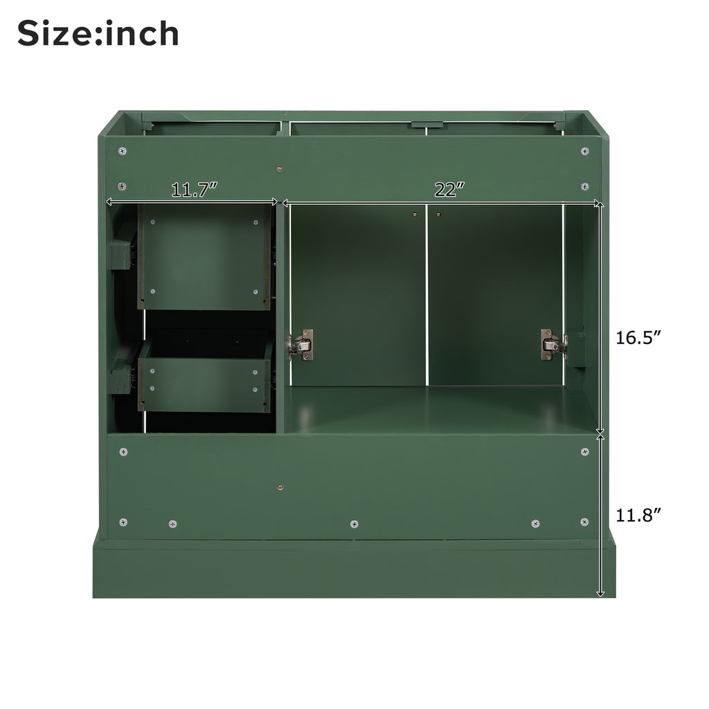 Leoglint [Cabinet Only] 36" Green Traditional Bathroom Vanity(Sink not included)