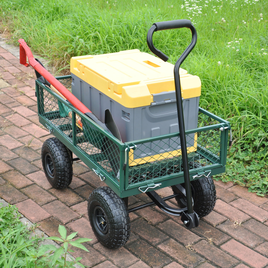 Leoglint Wagon Cart Garden cart trucks make it easier to transport firewood (green)