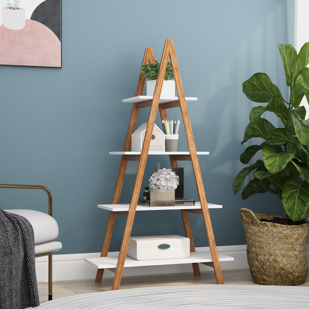 Leoglint Solid bamboo wood oxford “A”frame ladder display bookshelf