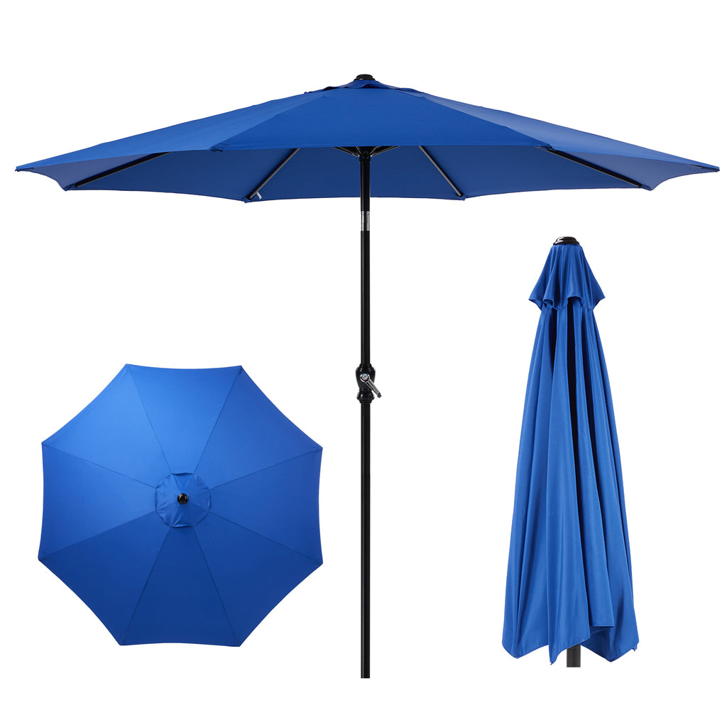 Leoglint 9 foot outdoor umbrella with button tilt and crank, Outdoor patio/market table umbrella UV protected and waterproof, blue