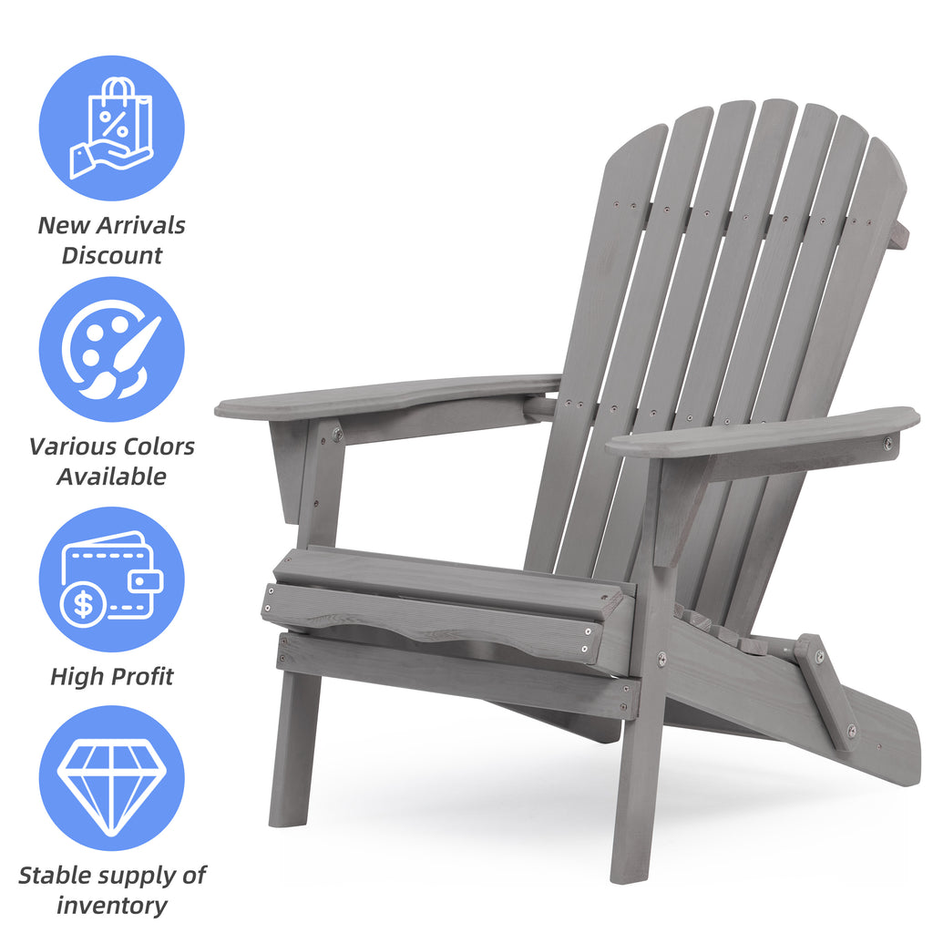 Leoglint Wood Lounge Patio Chair for Garden Outdoor Wooden Folding Adirondack Chair Set of 2 Solid Cedar Wood Lounge Patio Outdoor Chair for Garden, Lawn, Backyard