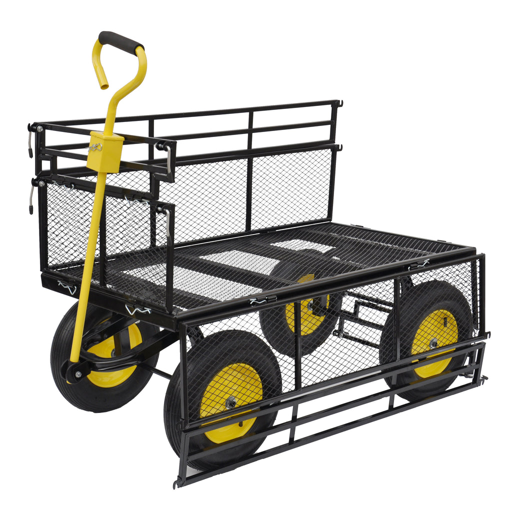 Leoglint Big Wagon Cart Garden cart trucks make it easier to transport firewood Yellow+BlackB