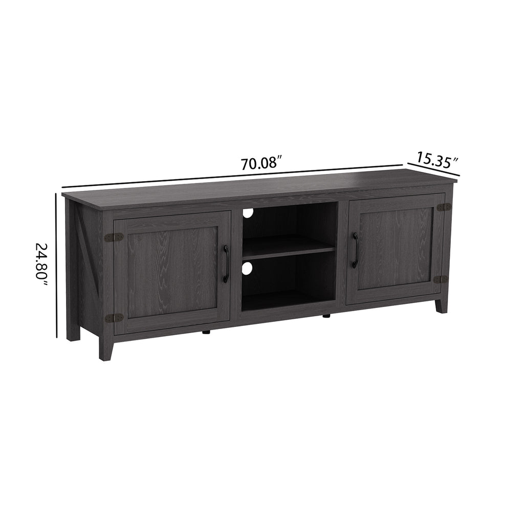 Leoglint TV Stand Storage Media Console Entertainment Center,Tradition Black,with doors