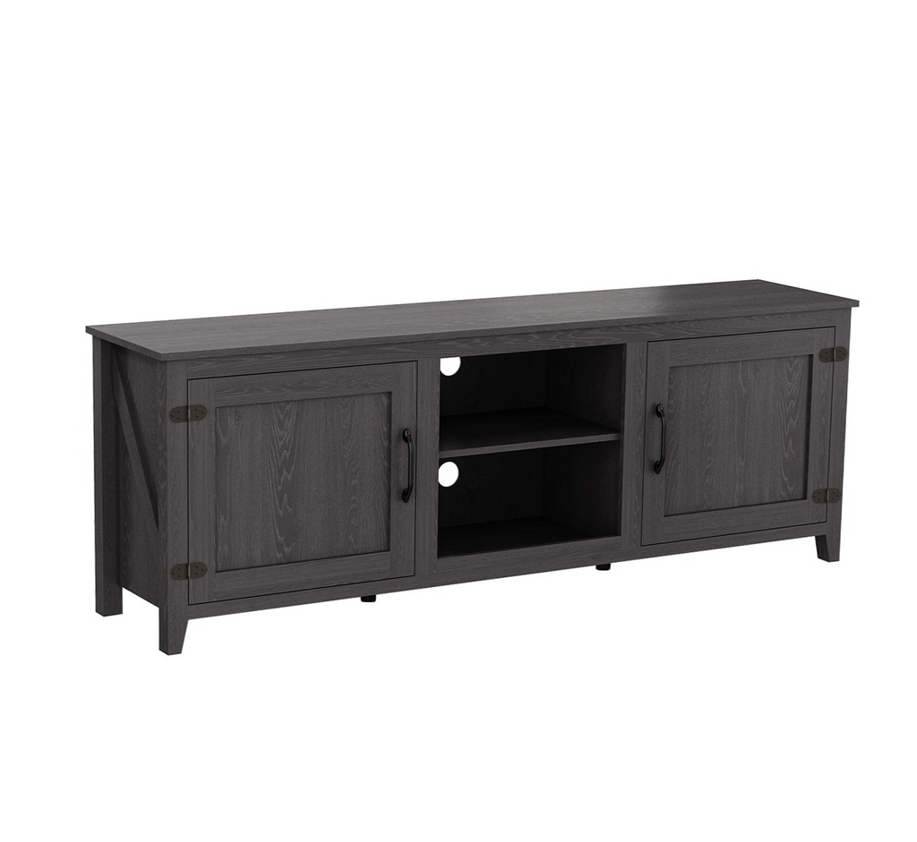 Leoglint TV Stand Storage Media Console Entertainment Center,Tradition Black,with doors