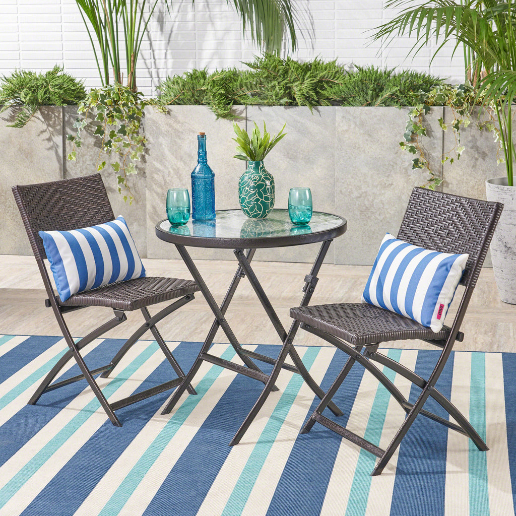 Leoglint EL PASO 3PC FOLDING TABLE/OUTDOOR CHAIR SET