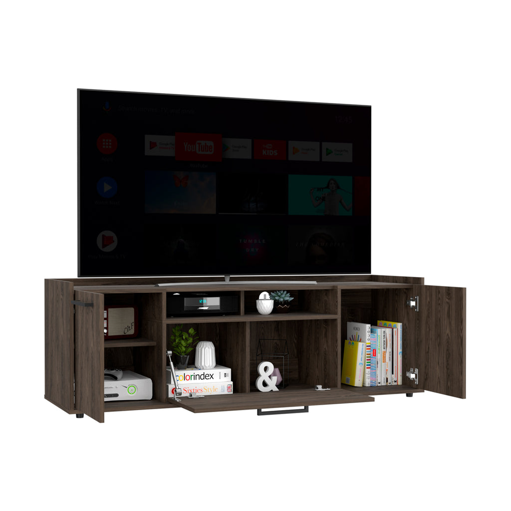 Leoglint Hollywood Tv Stand for TV´s up 60", Double Door Cabinets, One Flexible Cabinet, Dark Walnut