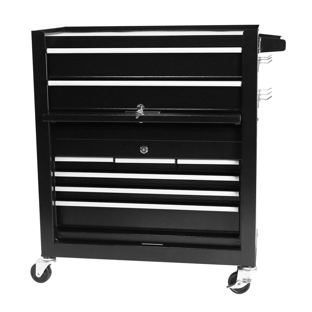 Leoglint 8-Drawer Rolling Tool Chest with Wheels, Large Tool Cabinet with Drawers, Mobile Steel Tool Storage Organizer with Lock&Liner for Warehouse, Workshop, Black