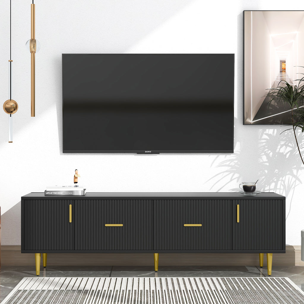 Leoglint U-Can Modern TV Stand with 5 Champagne Legs - Durable, Stylish and Spacious, TVs Up to 75''