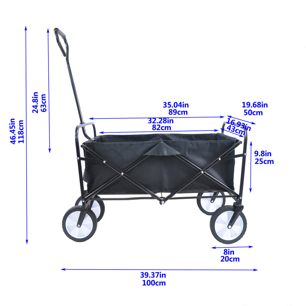 Leoglint Garden cart Folding Wagon Garden Shopping Beach Cart (Black)