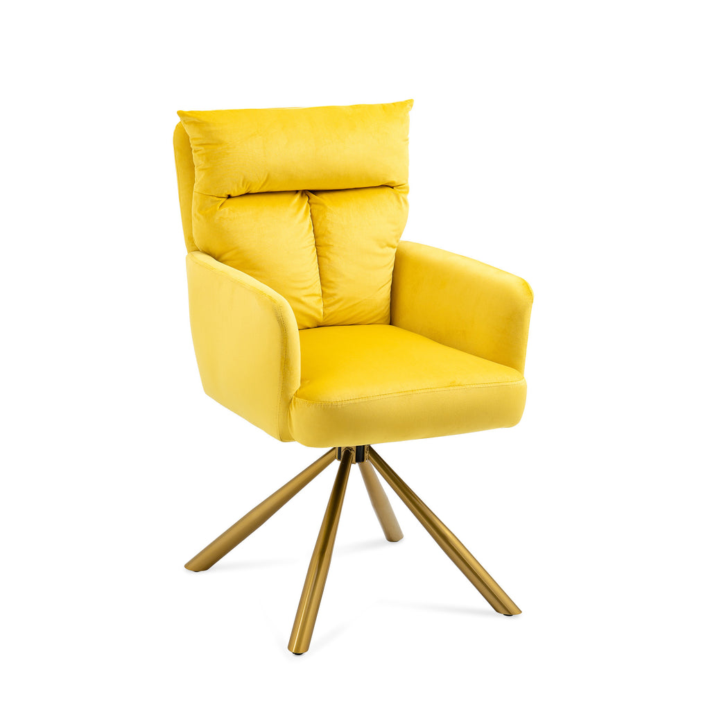 Leoglint Yellow Velvet Contemporary High-Back Upholstered Swivel Accent Office Chair