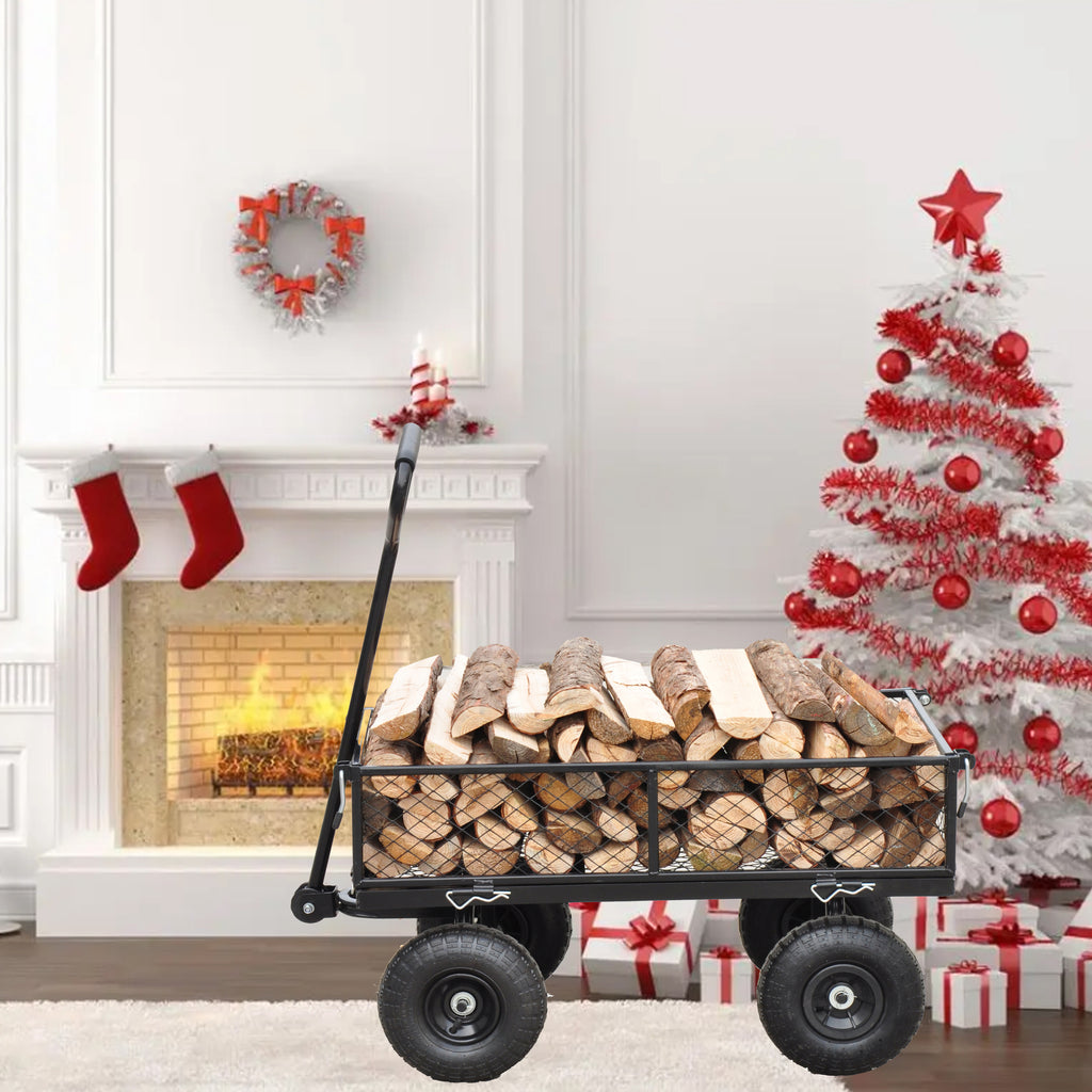 Leoglint Wagon Cart Garden cart trucks make it easier to transport firewood TC1840BKG