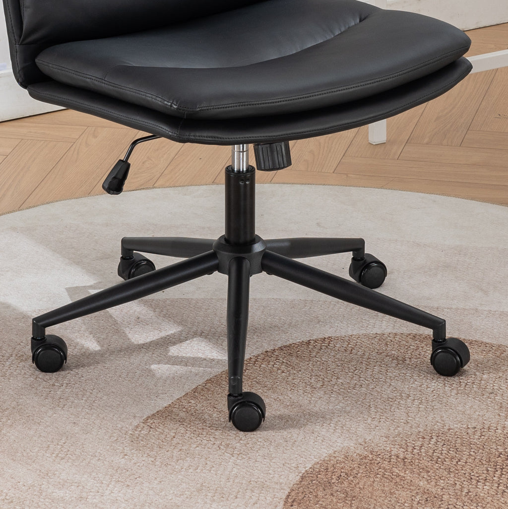 Leoglint Bizerte Adjustable Swivel Criss-Cross Chair, Wide Seat/ Office Chair /Vanity Chair, Black