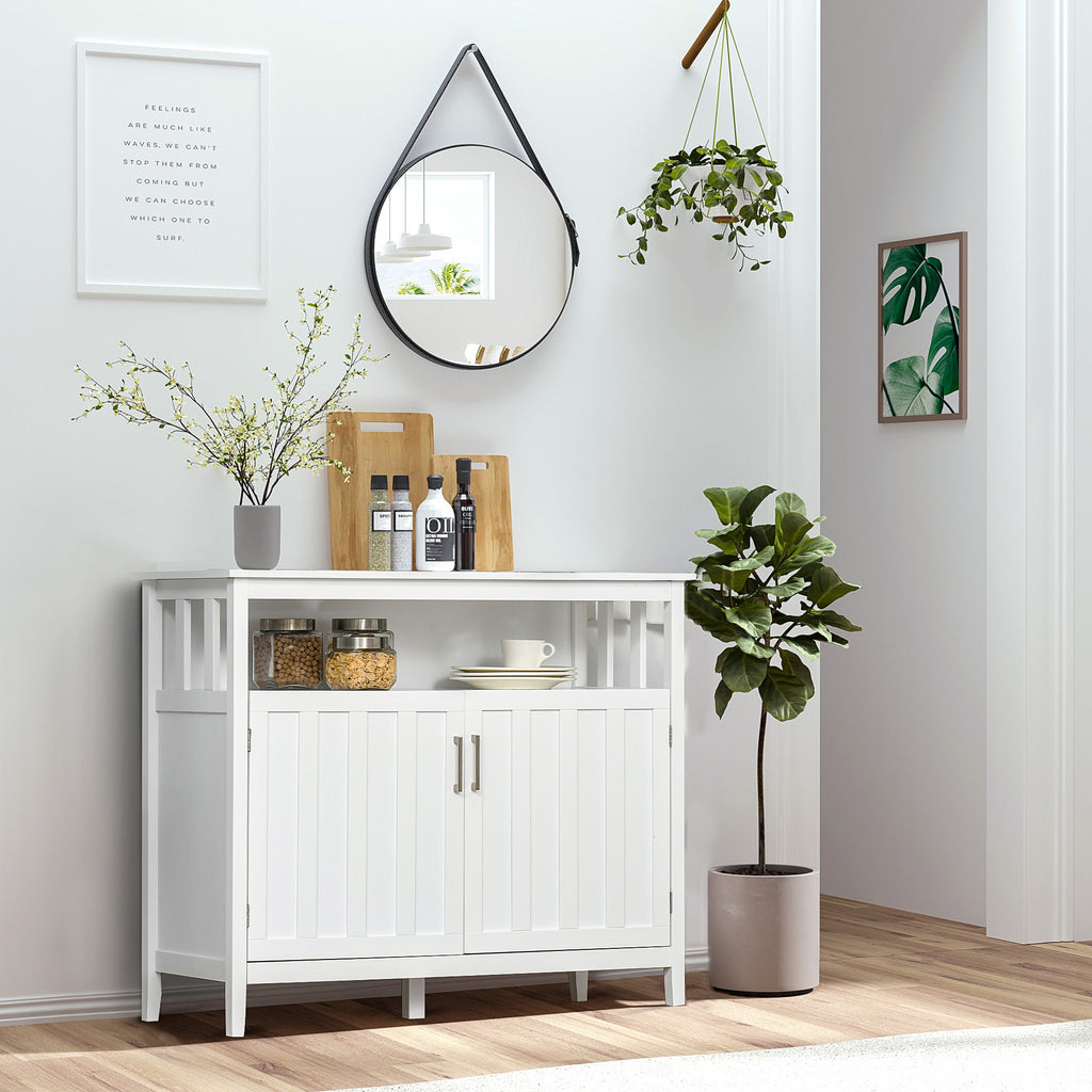 Leoglint Kitchen Sideboard, Buffet Cabinet with 2 Doors, and Adjustable Shelves for Dining Room, White