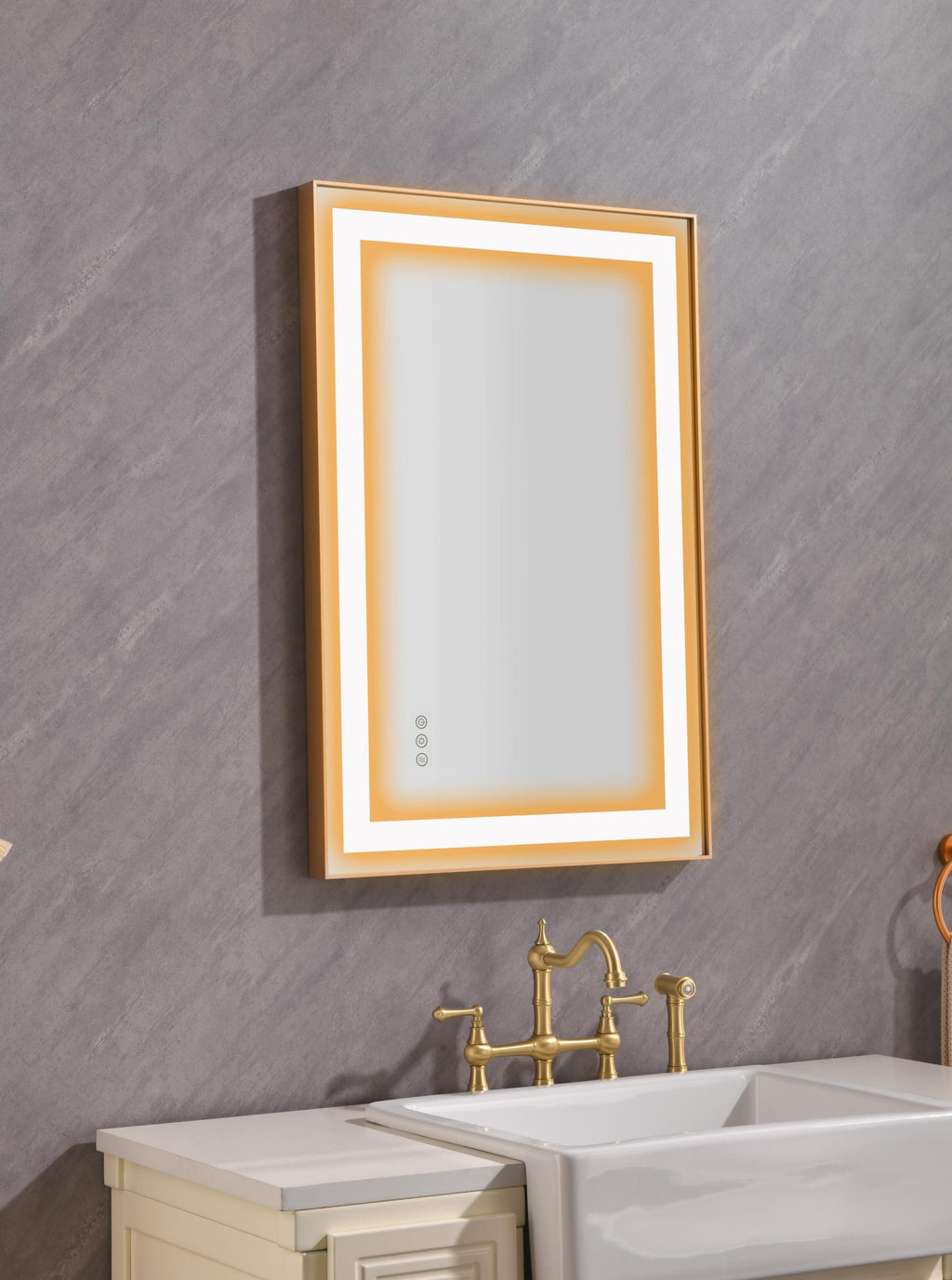 Leoglint 36*24 LED Lighted Bathroom Wall Mounted Mirror with High Lumen+Anti-Fog Separately Control