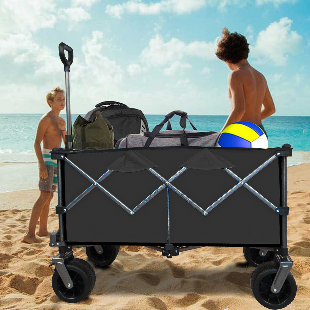 Leoglint Garden cart Collapsible Folding Wagon, Push Pull Foldable Beach Wagon Cart