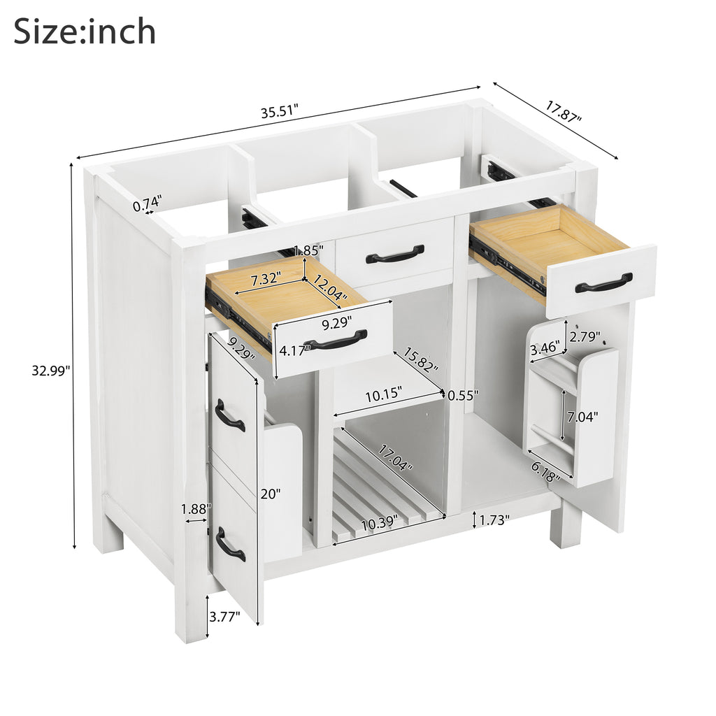 Leoglint 36''Bathroom Vanity without Sink,Modern Bathroom Storage Cabinet with 2 Drawers and 2 Cabinets,Solid Wood Frame Bathroom Cabinet (NOT INCLUDE BASIN)