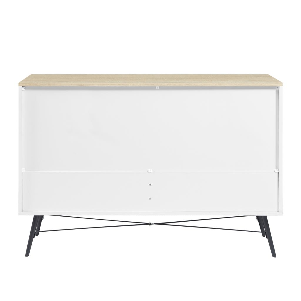 Leoglint 6 Drawer Chest Drawer Dresser for Bedroom with Deep Drawers, Wood Dressers & Chest of Drawers, Modern White Long Dressers for Closet Living Room, 47.2"W x 15.7"D x 31.5"H, White & oak