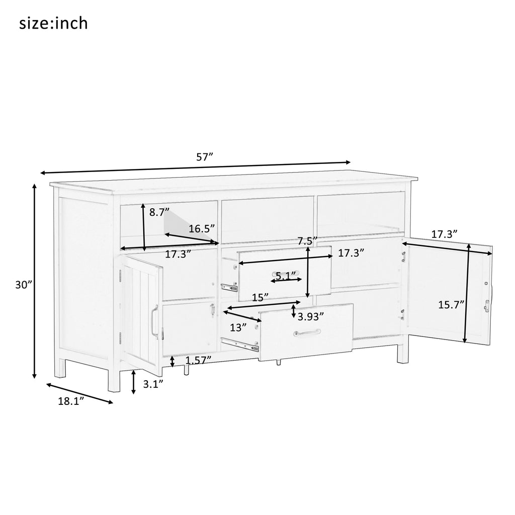 Leoglint U-Can TV Stand for TV up to 68 in with 2 Doors and 2 Drawers Open Style Cabinet, Sideboard for Living room, Navy