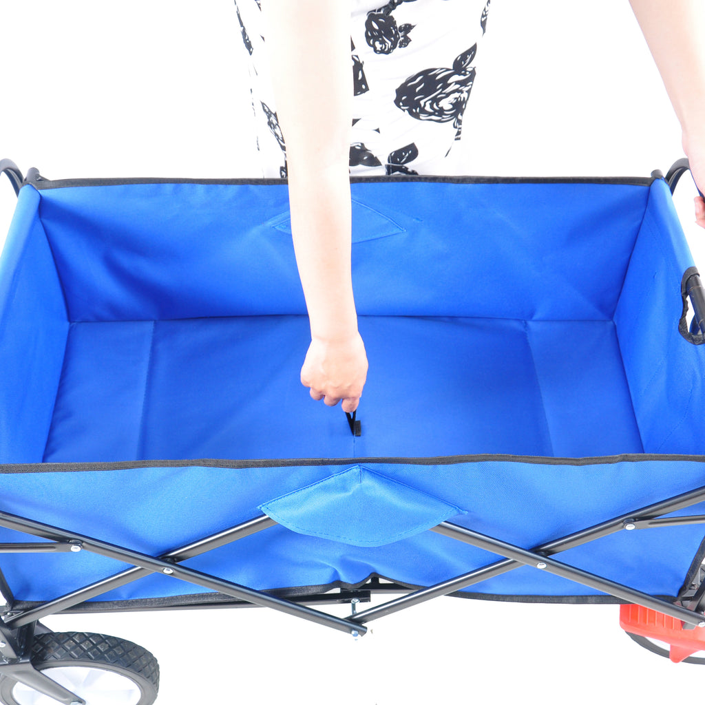 Leoglint Garden cart Folding Wagon Garden Shopping Beach Cart (blue)