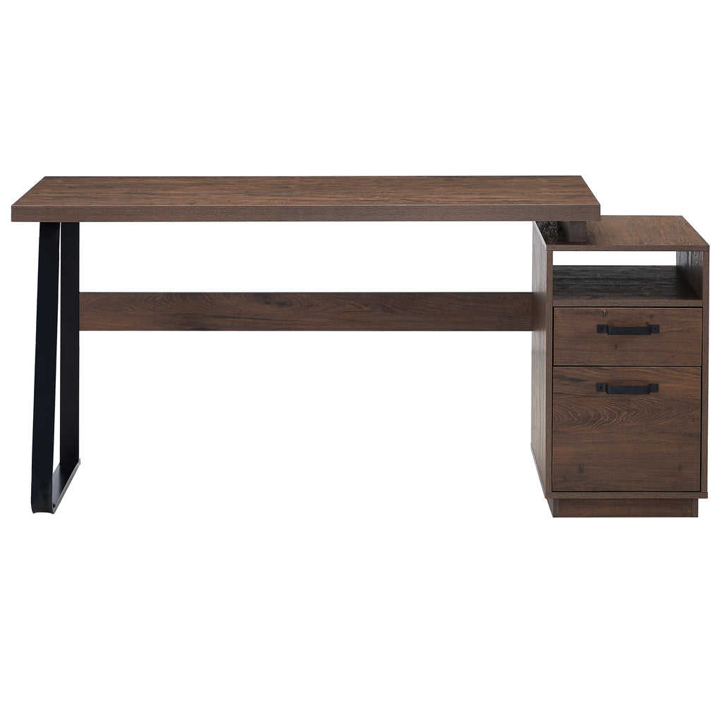 Leoglint Home Computer Office Desk with Drawers/Hanging Letter-size Files, 65 inch Writing Study Table with Drawers