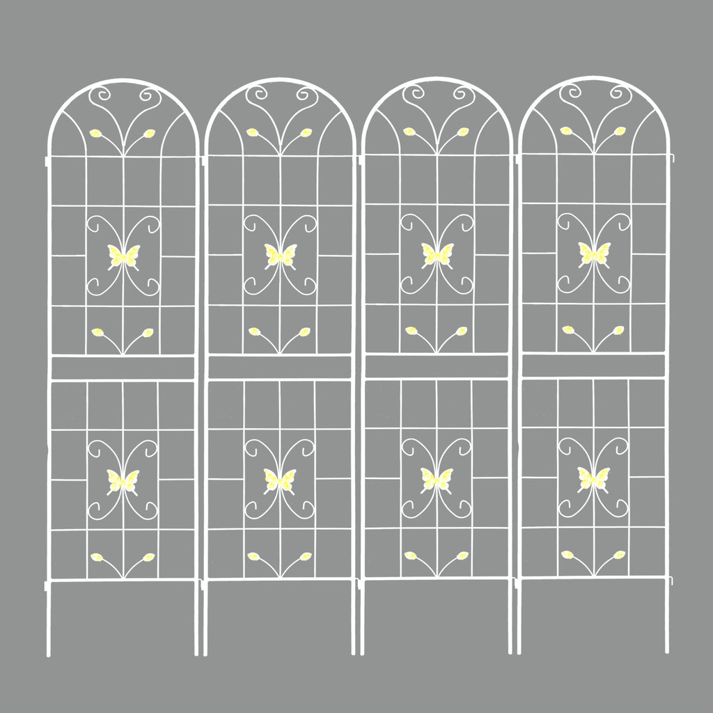 Leoglint 4 Pack Metal Garden Trellis 86.7" x 19.7" Rustproof Trellis for Climbing Plants Outdoor Flower Support Cream White