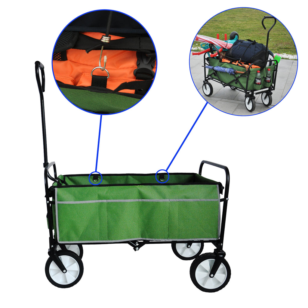 Leoglint Garden cart Folding Wagon Garden Shopping Beach Cart (Green)