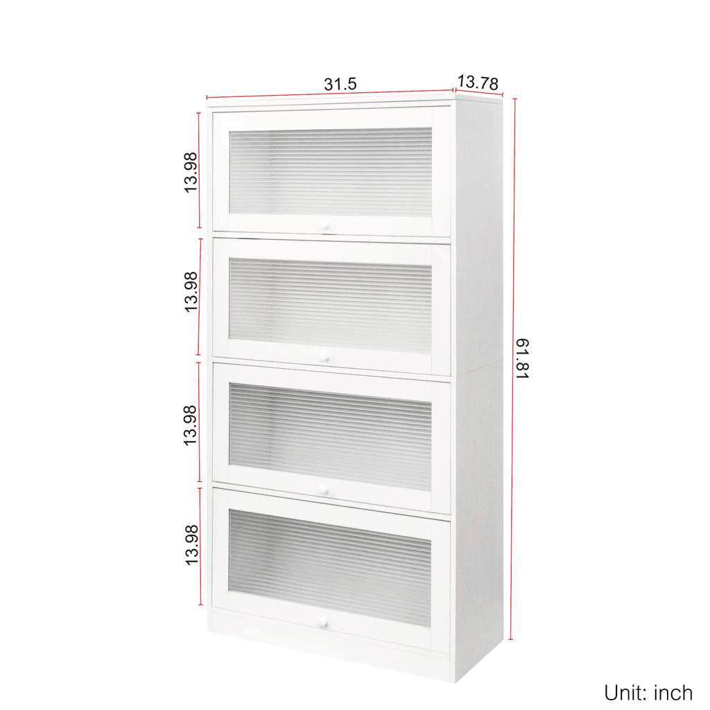 Leoglint Bookcase Contemporary Closed Back Glass Doors Office Storage Cabinet Floor-to-Ceiling Low Cabinet Bookcase Against Wall Dustproof Bookshelf