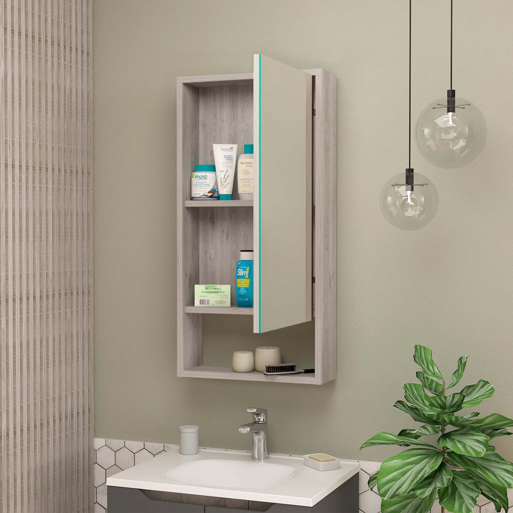 Leoglint Modesto Medicine Cabinet, One Open Shelf, Mirrored Cabinet With Two Interior Shelves