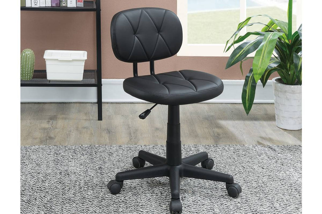 Leoglint Modern 1pc Office Chair Black Tufted Design Upholstered Chairs with wheels